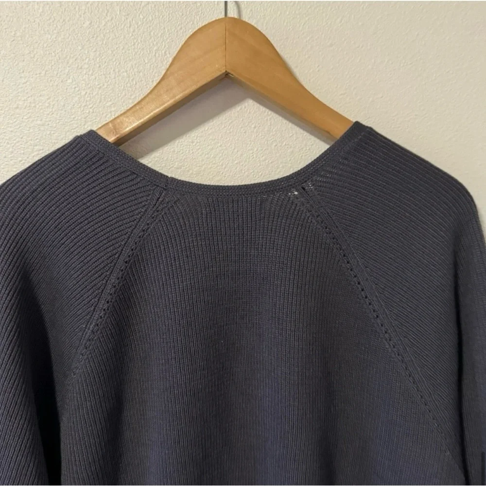 Athleta Handover Refined Wool Blend V Neck Ribbed Sweater Purple/Gray - Picture 7 of 8
